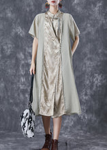 Load image into Gallery viewer, Art Mandarin Collar Chinese Button Patchwork Silk Long Dress Summer