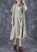 Load image into Gallery viewer, Art Mandarin Collar Chinese Button Patchwork Silk Long Dress Summer