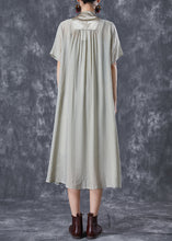 Load image into Gallery viewer, Art Mandarin Collar Chinese Button Patchwork Silk Long Dress Summer