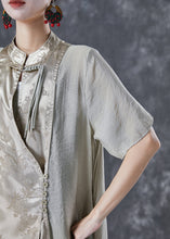 Load image into Gallery viewer, Art Mandarin Collar Chinese Button Patchwork Silk Long Dress Summer