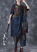 Load image into Gallery viewer, Art Navy Oversized Patchwork Chinese Button Denim Cardigans Summer