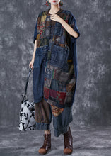 Load image into Gallery viewer, Art Navy Oversized Patchwork Chinese Button Denim Cardigans Summer