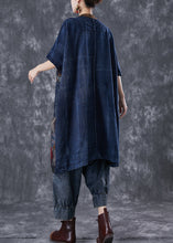 Load image into Gallery viewer, Art Navy Oversized Patchwork Chinese Button Denim Cardigans Summer