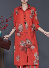 Load image into Gallery viewer, Art Orange Peter Pan Collar Print Silk Shirt Dress Spring