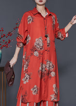 Load image into Gallery viewer, Art Orange Peter Pan Collar Print Silk Shirt Dress Spring