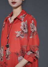 Load image into Gallery viewer, Art Orange Peter Pan Collar Print Silk Shirt Dress Spring