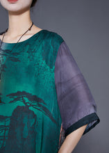 Load image into Gallery viewer, Art Oversized Patchwork Landscape Painting Silk Shirt Half Sleeve