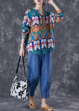 Load image into Gallery viewer, Art Print Oversized Rivet Cotton Shirts And Denim Pants Two Pieces Set Summer