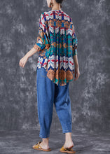 Load image into Gallery viewer, Art Print Oversized Rivet Cotton Shirts And Denim Pants Two Pieces Set Summer