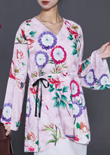 Load image into Gallery viewer, Art Purple Cinched Print Side Open Chiffon Blouses Spring