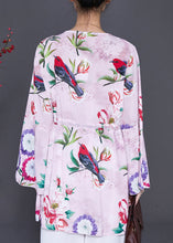 Load image into Gallery viewer, Art Purple Cinched Print Side Open Chiffon Blouses Spring