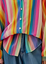 Load image into Gallery viewer, Art Rainbow V Neck Striped Linen UPF 50+ Top Summer