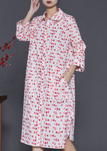 Load image into Gallery viewer, Art Red Oversized Print Cotton Shirt Dress Spring