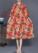 Load image into Gallery viewer, Art Red Oversized Print Exra Large Hem Robe Dresses Summer