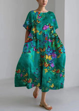 Load image into Gallery viewer, Art Rose Wrinkled Print Cozy Long Dress Summer