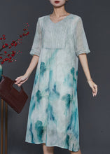 Load image into Gallery viewer, Art Sky Blue Tie Dye Wrinkled Chiffon Holiday Dress Summer