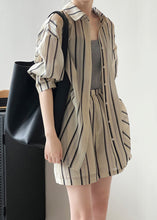 Load image into Gallery viewer, Art Striped Peter Pan Collar Button Cotton Two Pieces Set Long Sleeve