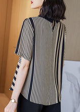 Load image into Gallery viewer, Art Striped Peter Pan Collar Patchwork Chiffon Shirts Top Summer