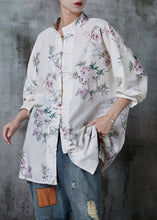 Load image into Gallery viewer, Art White Chinese Button Print Cotton Blouses Summer