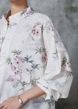 Load image into Gallery viewer, Art White Chinese Button Print Cotton Blouses Summer