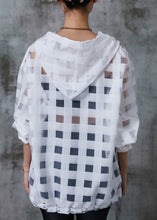 Load image into Gallery viewer, Art White Hooded Hollow Out Tulle UPF 50+ Sweatshirts Top Summer