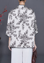 Load image into Gallery viewer, Art White Print Slim Fit Silk Blouses Summer