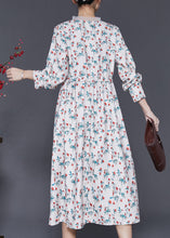 Load image into Gallery viewer, Art White V Neck Print Chiffon Cinched Dresses Spring