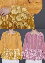 Load image into Gallery viewer, Art Yellow Double-layer Collar Patchwork Organza Pullover Tops Spring