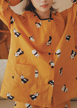 Load image into Gallery viewer, Art Yellow O-Neck animal Print Pockets Cotton Two Pieces Set Long Sleeve