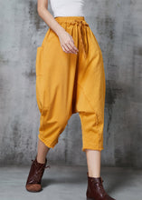 Load image into Gallery viewer, Art Yellow Oversized Patchwork Cotton Harem Pants Spring