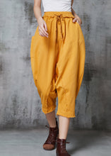 Load image into Gallery viewer, Art Yellow Oversized Patchwork Cotton Harem Pants Spring