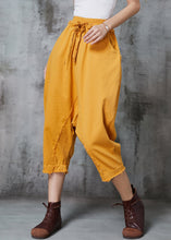 Load image into Gallery viewer, Art Yellow Oversized Patchwork Cotton Harem Pants Spring