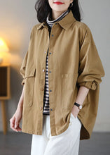 Load image into Gallery viewer, Art Yellow Peter Pan Collar Oversized Pocket Cotton Coat Spring