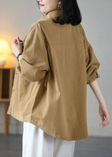 Load image into Gallery viewer, Art Yellow Peter Pan Collar Oversized Pocket Cotton Coat Spring