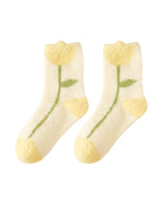 Load image into Gallery viewer, Autumn And Winter Warm Mink Fleece Jacquard Mid Calf Socks