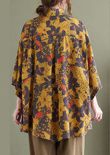 Load image into Gallery viewer, Baggy Yellow Peter Pan Collar Print Linen Shirt Top Half Sleeve