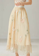 Load image into Gallery viewer, Beautiful Apricot Original Design Embroidered Tulle Skirt Summer