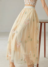 Load image into Gallery viewer, Beautiful Apricot Original Design Embroidered Tulle Skirt Summer