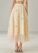 Load image into Gallery viewer, Beautiful Apricot Original Design Embroidered Tulle Skirt Summer