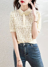 Load image into Gallery viewer, Beautiful Apricot Peter Pan Collar Lace T Shirt Summer