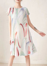 Load image into Gallery viewer, Beautiful Apricot Print Wrinkled Party Mid Dress Short Sleeve