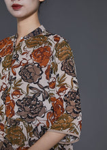 Load image into Gallery viewer, Beautiful Apricot Stand Collar Print Chiffon Shirt Top Summer