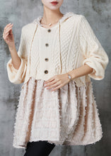 Load image into Gallery viewer, Beautiful Beige Hooded Patchwork Knit Dress Spring