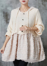 Load image into Gallery viewer, Beautiful Beige Hooded Patchwork Knit Dress Spring