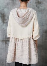 Load image into Gallery viewer, Beautiful Beige Hooded Patchwork Knit Dress Spring