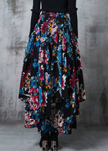 Load image into Gallery viewer, Beautiful Black Asymmetrical Print Cotton Skirts Spring