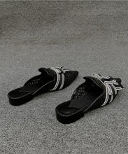 Load image into Gallery viewer, Beautiful Black Bow Splicing Slide Sandals Pointed Toe