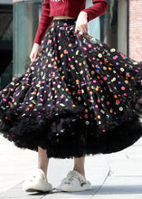 Load image into Gallery viewer, Beautiful Black Embroidered Floral Exra Large Hem Tulle Skirt Spring