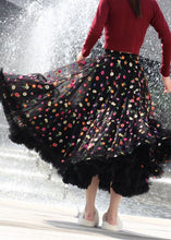 Load image into Gallery viewer, Beautiful Black Embroidered Floral Exra Large Hem Tulle Skirt Spring