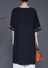 Load image into Gallery viewer, Beautiful Black Embroidered Oversized Linen Dress Summer